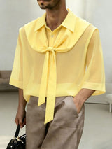 Men's Avant-Garde Semi-Sheer Chiffon Short Sleeve Shirt SKUL60224
