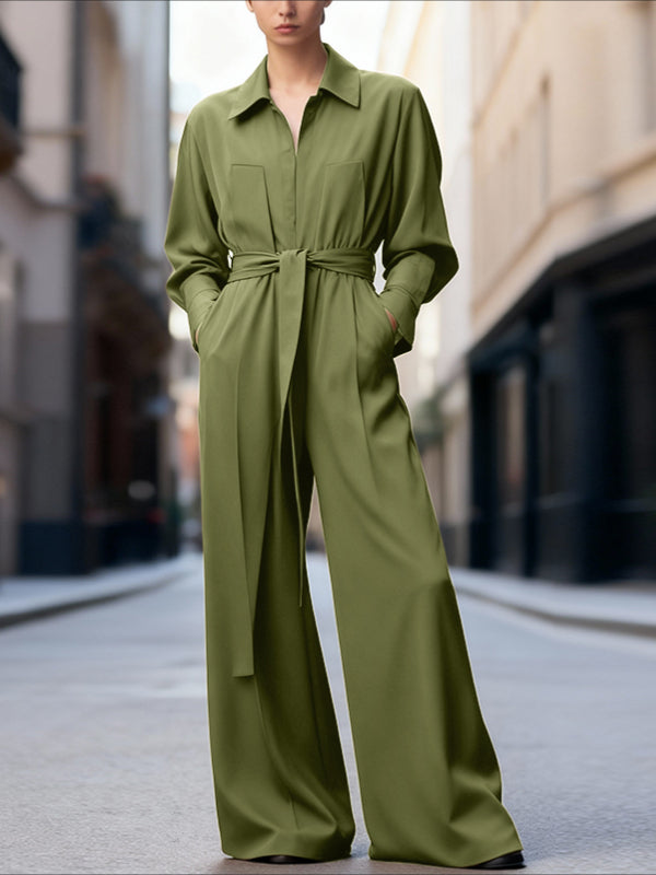 Men's Solid Color Lace Up Design Jumpsuit SKUL50019