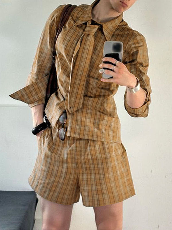 Men's Plaid Casual Two Pieces Outfit SKUL23704