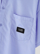 Mens Simple Striped Short Cropped Short Sleeve Shirt SKUL02352