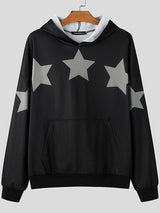 Mens Star Print Pullover Long Sleeve Hoodie SKUK80488