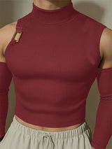 Men's Solid Knit Mock Neck Casual Tank SKUL22780