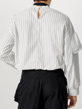 Mens Ruffle Patchwork Striped Long-Sleeve Shirt SKUK81212