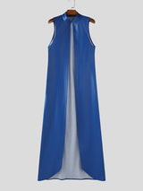 Mens Faux Leather Long Hem Sleeveless Cardigan SKUL26042