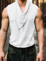 Men's Solid Color Cowl Neck Casual Tank SKUL13697
