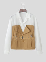 Men's Color Block Long Sleeve Shirt SKUL42551