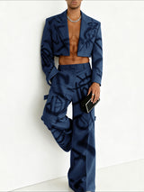 Men's Graffiti Print Cropped Two Pieces Outfit SKUL40124