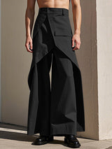 Mens Solid Color Layered Wide-Leg Pant SKUK97745