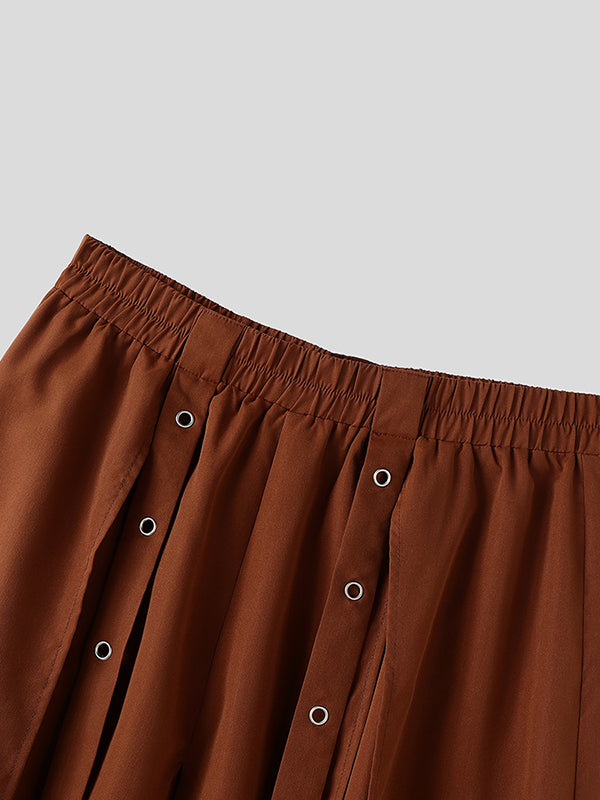 Mens Solid Color Long Slit Skirt SKUL11673