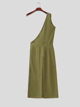 Men's Solid Color One Shoulder Jumpsuit SKUL57662