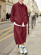 Men's Solid Color Minimal Casual Two Pieces Outfit SKUL45260