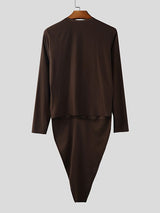 Men's Deconstructed Bead Patchwork Long Sleeve T Shirt SKUL31954