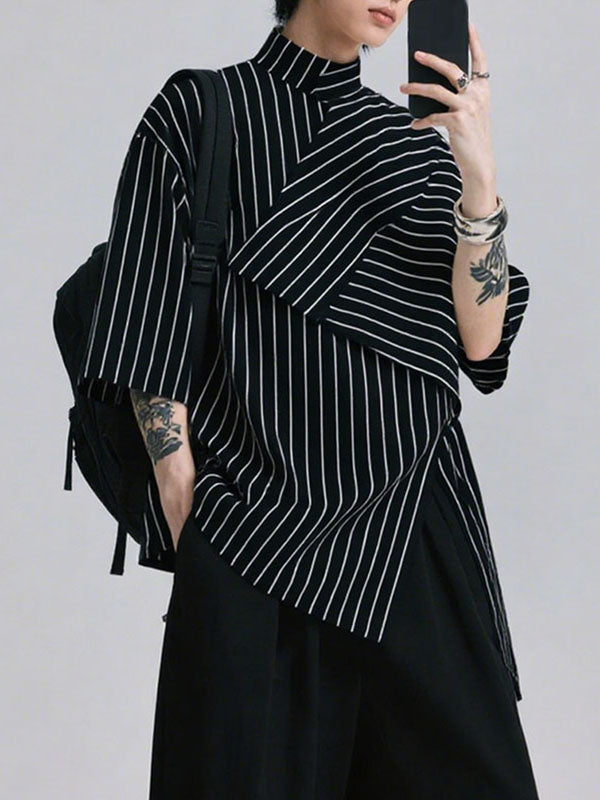 Men's Irregular Stripe 3/4 Length Sleeve Shirt SKUL28479