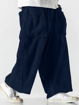 Men's Japanese Vintage City Walk Big Pocket Corduroy Wide-Leg Pant SKUL85230