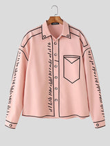 Mens Graffiti Style Outline Casual Long-Sleeve Shirt SKUL08524