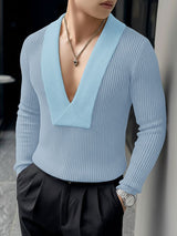 Men's Solid Color Textured Long Sleeve T-shirt SKUL50129