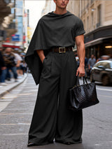 Men's Deconstructed Shawl Patchwork Two Pieces Outfit SKUL41353