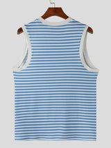 Mens Contrast Striped Crew Neck Sleeveless Tank SKUK67997