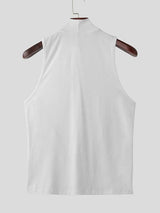 Men's Y2K Cyber-Avant Mesh Cutout Multi-Zipper Mock Neck Fitted Tank SKUL64188
