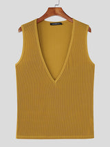 Mens Solid Color Textured Stripe Casual Tank SKUL16966