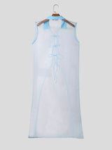 Men's Avant-Garde Longline Sheer Organza Sleeveless Shirt SKUL60268