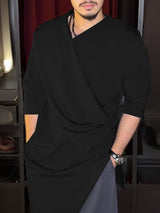 Men's Deconstructed Asymmetrical Placket Long Sleeve Shirt SKUL44018