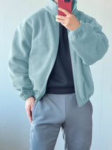 Men's Solid Color Fleece Long Sleeve Jacket SKUL39013