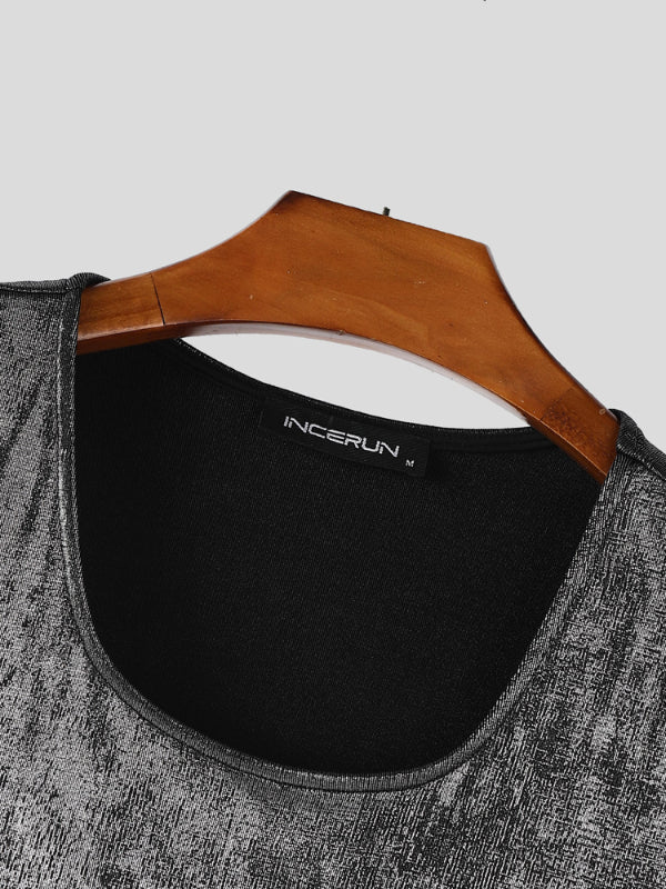 Mens Silver Shiny Casual Two Pieces Outfit SKUL19762