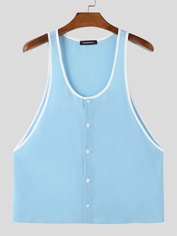 Mens Casual Wrinkled Texture Sleeveless Tank SKUK99816