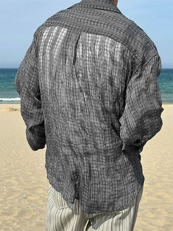 Men's Plaid Casual Long Sleeve Shirt SKUL24787