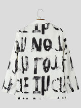 Mens Hand-Painted Letter Design Long-Sleeve Blazer SKUK92691