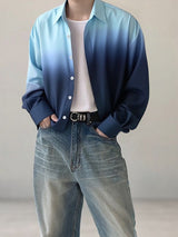 Men's Gradient Color Casual Long Sleeve Shirt SKUL32784