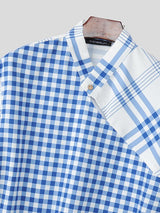 Men's Plaid Waist-Fitted Short Sleeve Shirt SKUL46080