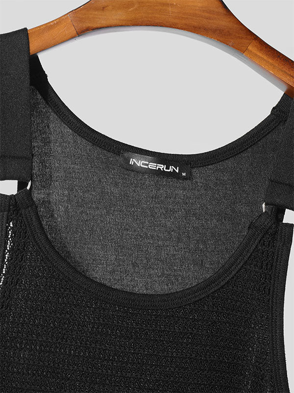 Mens Textured Hollow-Out Sleeveless Tank SKUL05264
