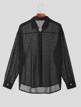 Mens Fuzzy Lapel Casual Long Sleeve Shirt SKUK43629