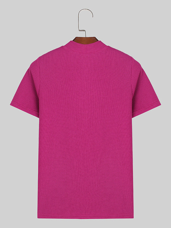 Mens Solid Knit Short Sleeve T-Shirt SKUK51225