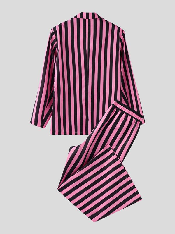 Men's Striped Double Breasted Two Pieces Outfit SKUL32874