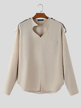 Men's Heart Cutout Design Long Sleeve Shirt SKUL43667