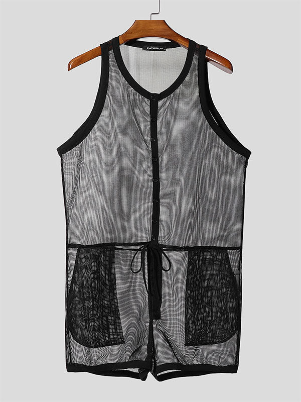 Men's Sheer Mesh Sleeveless Bodysuit SKUL20266