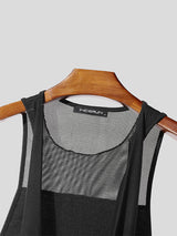 Mens Sheer Mesh Patchwork V-Neck Tank SKUL15600