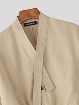 Men's Solid Color Cropped Long Sleeve Shirt SKUL45003