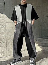 Mens Color Block Patchwork Loose Jumpsuit SKUK88058