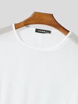 Men's Sheer Mesh Patchwork Split Cuff T-shirt SKUL51864