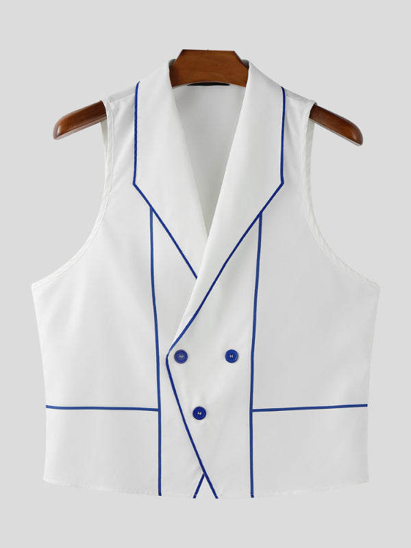 Mens Bold Stripe Contrast Color Casual Waistcoat SKUL19346