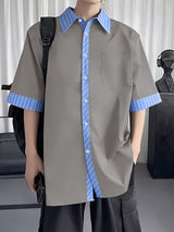 Men's Striped Color Block Half Sleeve Shirt SKUL57347