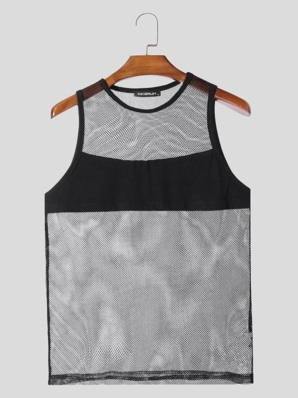 Mens Mesh Cutout Panel Tank SKUK97735