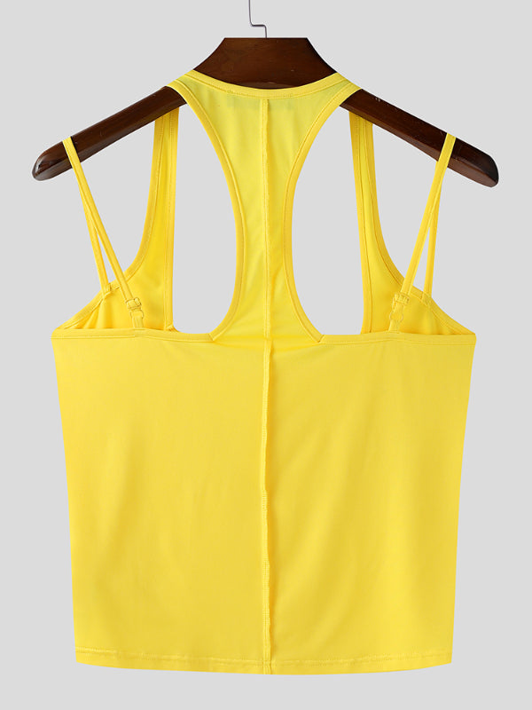 Men's Solid Color Casual Cropped Tank SKUL22292