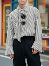 Men's 3D Floral Patchwork Striped Long Sleeve Shirt SKUL48616