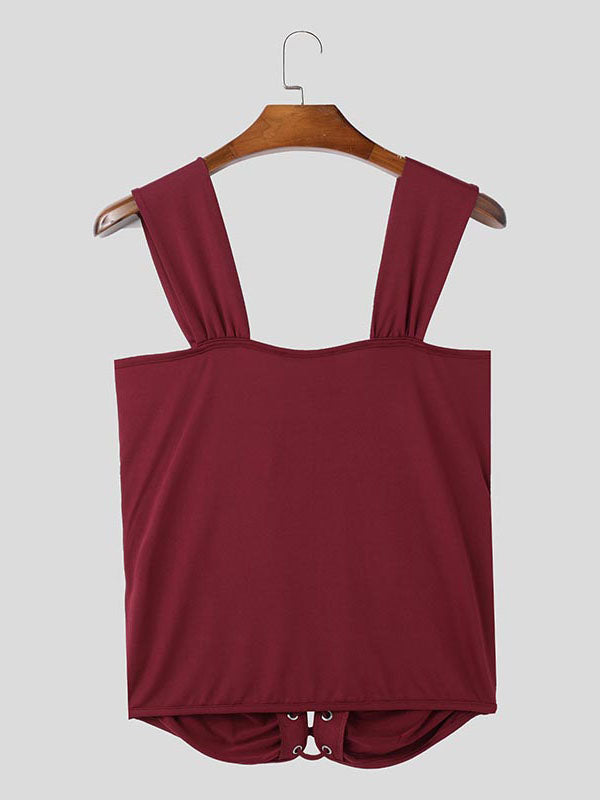 Mens Drawstring Cropped Sleeveless Tank SKUL04269