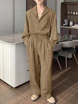 Men's Solid Texture Casual Two Pieces Outfit SKUL30432